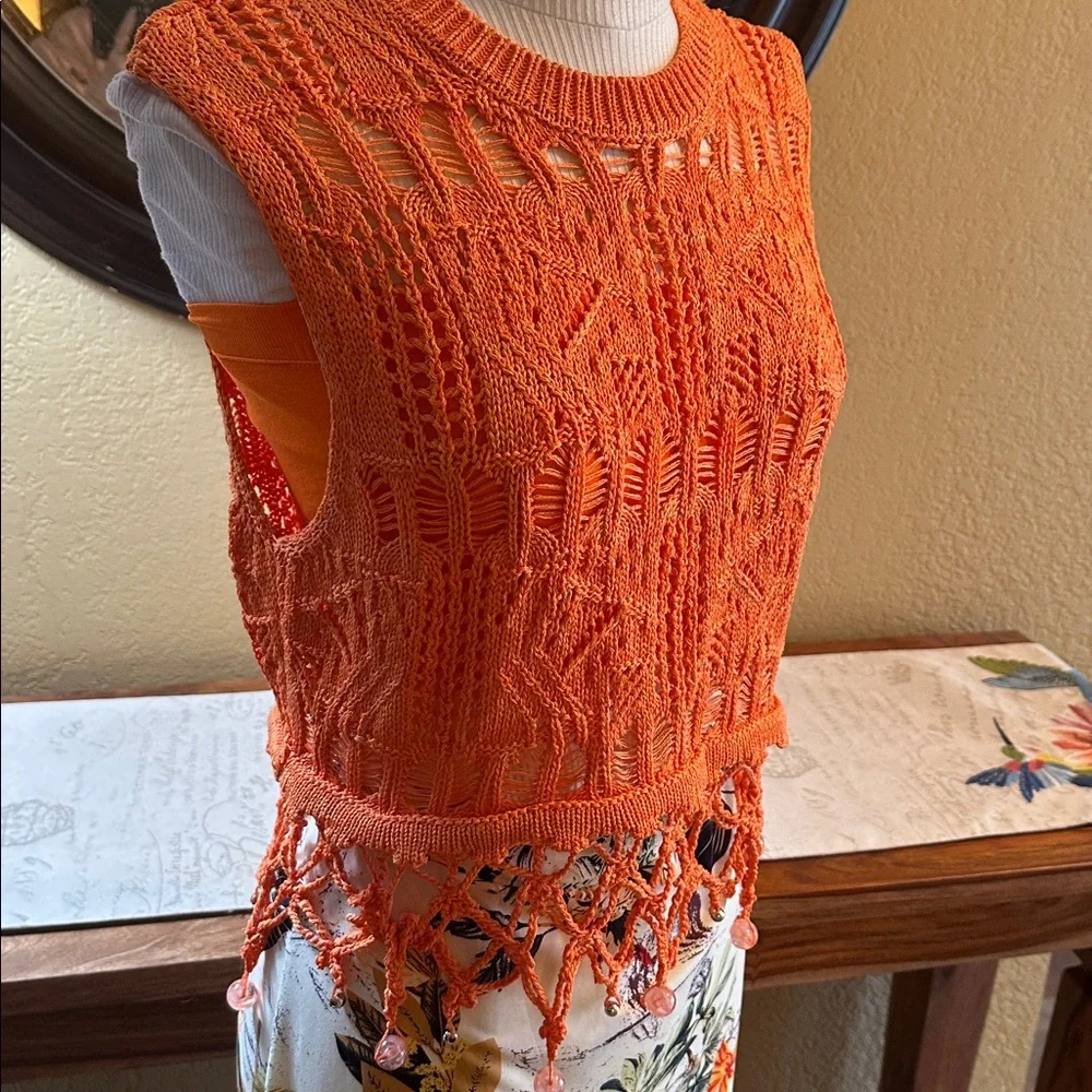 Zara Cropped Crochet Beaded Sweater - Picture 3 of 7